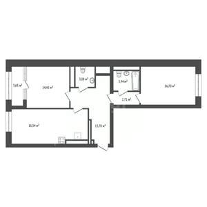 3-к квартира, вторичка, 83м2, 3/16 этаж