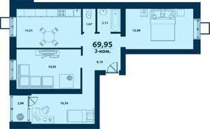 3-к квартира, вторичка, 70м2, 5/5 этаж