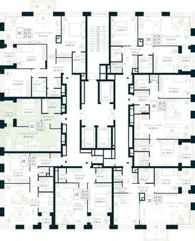 1-к квартира, строящийся дом, 41м2, 23/30 этаж