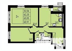 2-к квартира, вторичка, 63м2, 11/25 этаж
