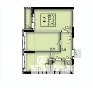 2-к квартира, вторичка, 53м2, 6/21 этаж