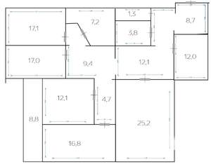 5-к квартира, вторичка, 155м2, 12/13 этаж