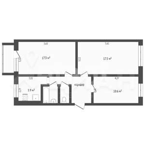 3-к квартира, вторичка, 65м2, 6/9 этаж