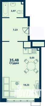 1-к квартира, строящийся дом, 35м2, 2/24 этаж