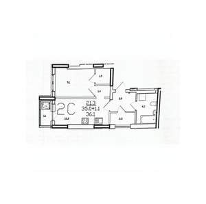 2-к квартира, вторичка, 36м2, 20/25 этаж