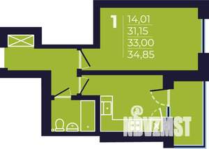 1-к квартира, строящийся дом, 33м2, 12/25 этаж