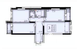 3-к квартира, строящийся дом, 84м2, 8/25 этаж