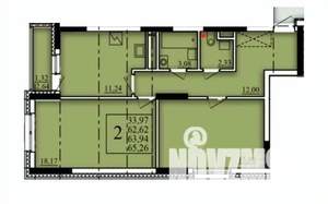 2-к квартира, вторичка, 64м2, 20/21 этаж