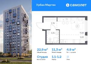 Студия квартира, вторичка, 23м2, 8/17 этаж