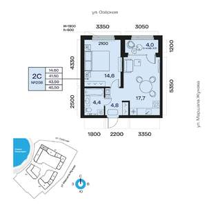 2-к квартира, вторичка, 44м2, 6/32 этаж