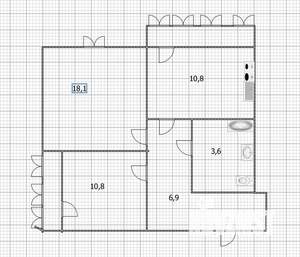 2-к квартира, вторичка, 50м2, 6/18 этаж