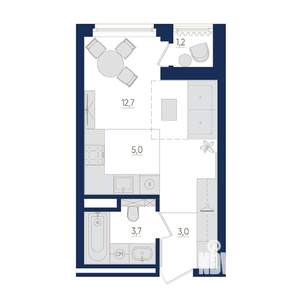 1-к квартира, вторичка, 25м2, 10/22 этаж