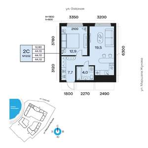 2-к квартира, вторичка, 44м2, 5/32 этаж