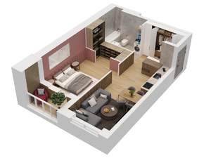 1-к квартира, вторичка, 51м2, 6/15 этаж