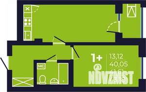 1-к квартира, строящийся дом, 42м2, 25/25 этаж