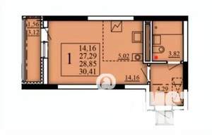 Студия квартира, вторичка, 29м2, 5/21 этаж