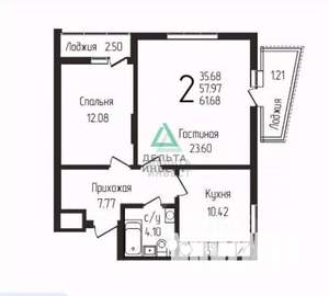 2-к квартира, вторичка, 62м2, 13/18 этаж