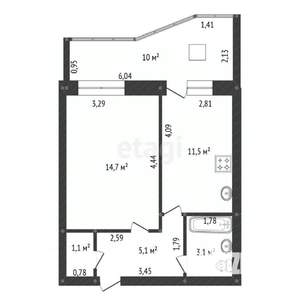 1-к квартира, вторичка, 41м2, 3/4 этаж
