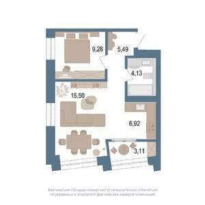 2-к квартира, вторичка, 43м2, 6/14 этаж