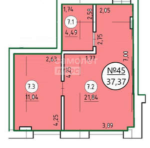 Студия квартира, вторичка, 51м2, 4/5 этаж