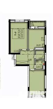 2-к квартира, вторичка, 59м2, 9/21 этаж