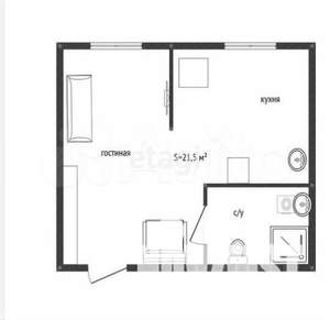 Студия квартира, вторичка, 22м2, 5/5 этаж