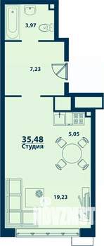 1-к квартира, строящийся дом, 35м2, 11/24 этаж