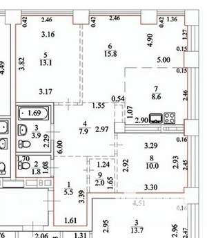 3-к квартира, сданный дом, 69м2, 3/32 этаж