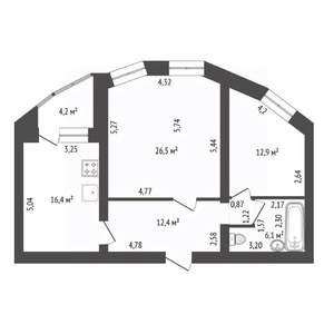 2-к квартира, вторичка, 76м2, 8/10 этаж