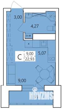 Студия квартира, строящийся дом, 23м2, 18/25 этаж