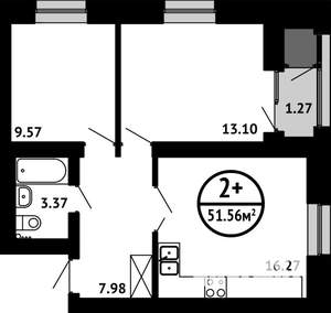 2-к квартира, вторичка, 52м2, 6/8 этаж