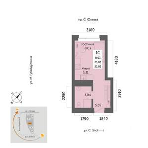 1-к квартира, вторичка, 23м2, 27/32 этаж