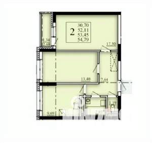 2-к квартира, строящийся дом, 53м2, 5/25 этаж