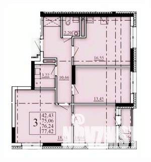 3-к квартира, строящийся дом, 76м2, 8/25 этаж