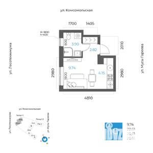 1-к квартира, вторичка, 21м2, 20/32 этаж