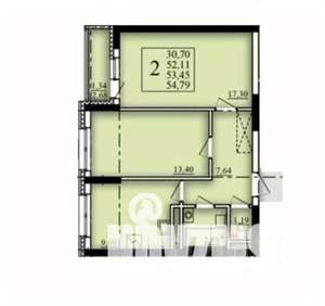 2-к квартира, вторичка, 53м2, 7/21 этаж