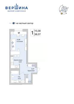 Студия квартира, вторичка, 38м2, 6/25 этаж