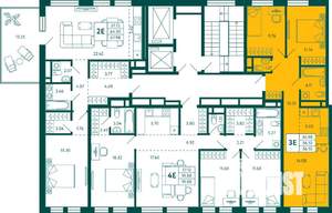 2-к квартира, строящийся дом, 56м2, 11/12 этаж