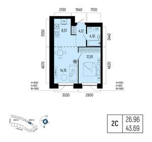 2-к квартира, вторичка, 44м2, 10/25 этаж