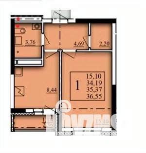 1-к квартира, вторичка, 35м2, 11/21 этаж