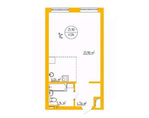 1-к квартира, вторичка, 42м2, 4/16 этаж