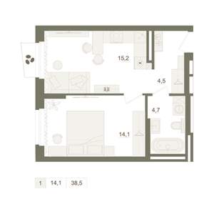 1-к квартира, вторичка, 39м2, 3/10 этаж