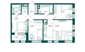 4-к квартира, вторичка, 73м2, 12/18 этаж