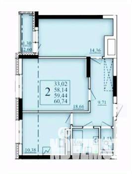 2-к квартира, строящийся дом, 59м2, 5/25 этаж