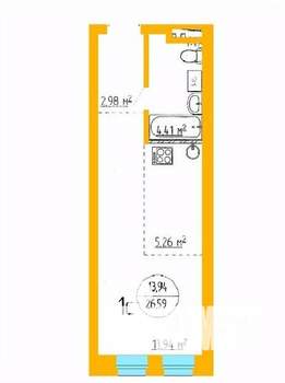 1-к квартира, вторичка, 27м2, 8/16 этаж