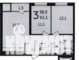 3-к квартира, вторичка, 60м2, 10/25 этаж