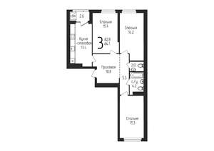 3-к квартира, строящийся дом, 84м2, 18/25 этаж