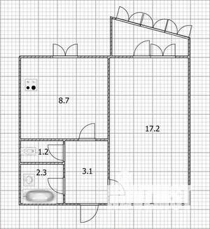 1-к квартира, вторичка, 33м2, 8/12 этаж