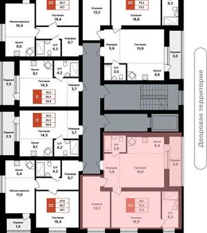 3-к квартира, вторичка, 73м2, 7/8 этаж
