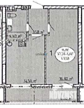 1-к квартира, вторичка, 41м2, 5/16 этаж